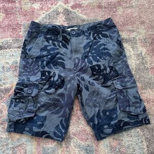 Urban Pipeline Cargo Shorts Blue Tropical Floral 100% Cotton Size 34